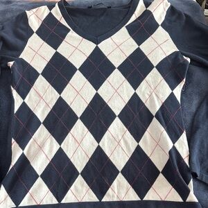 Women’s Argyle Sweater - Navy and White Tommy Hilfiger S